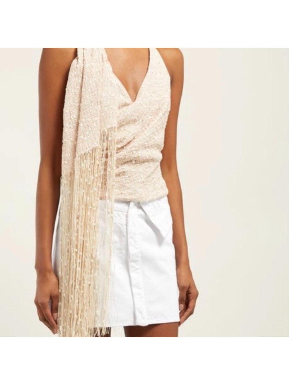 Jacquemus Valoria fringed tweed halter top size 38 (FR/France)